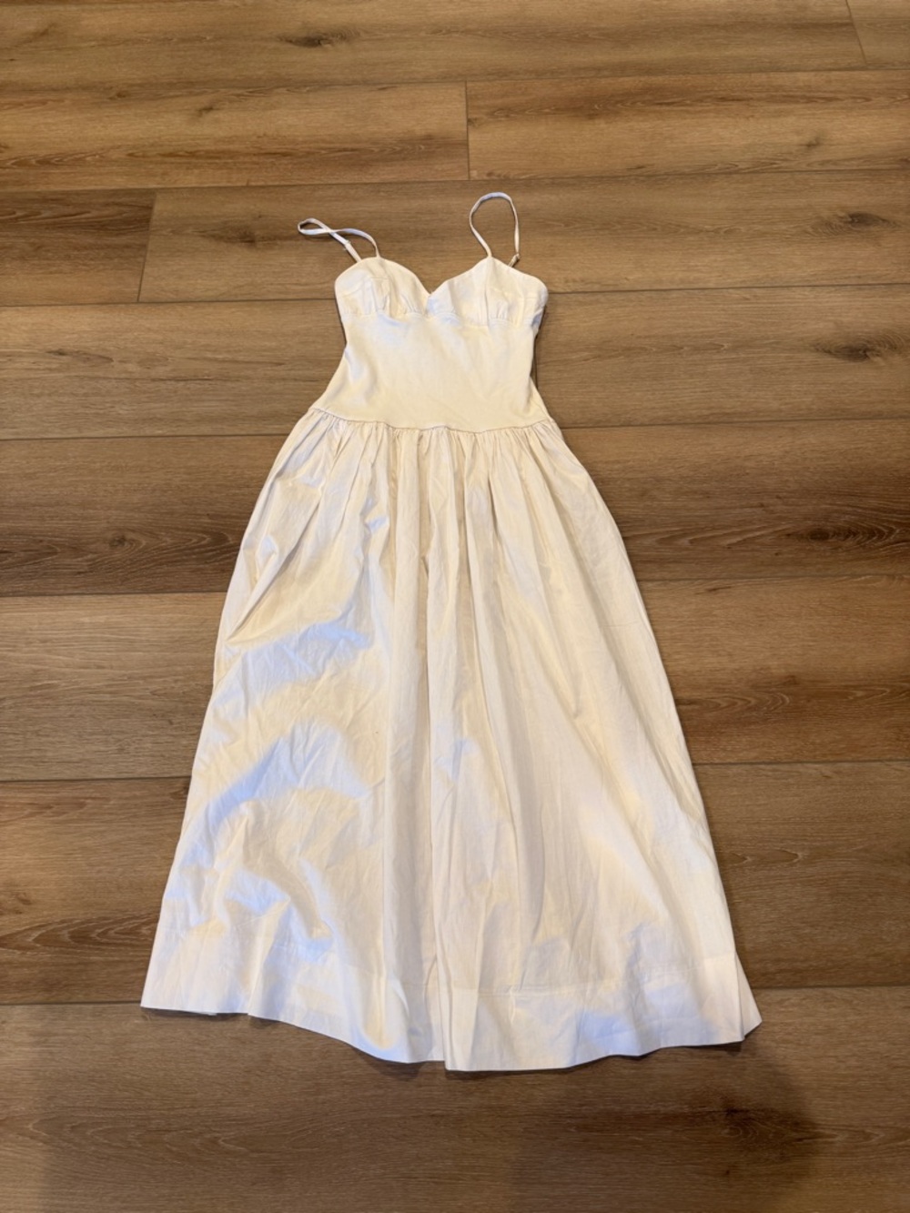 Zara White Spaghetti Strap Midi sun Dress
